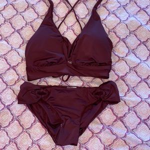 Soluna swim S Small bikini loop bottoms cross cross halter top